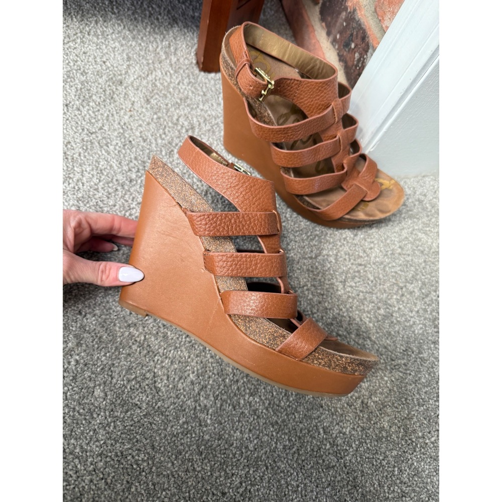 Sam Edelman Nayla Womens  Leather‎ Gladiator Sandals Wedge Heels US 9.5